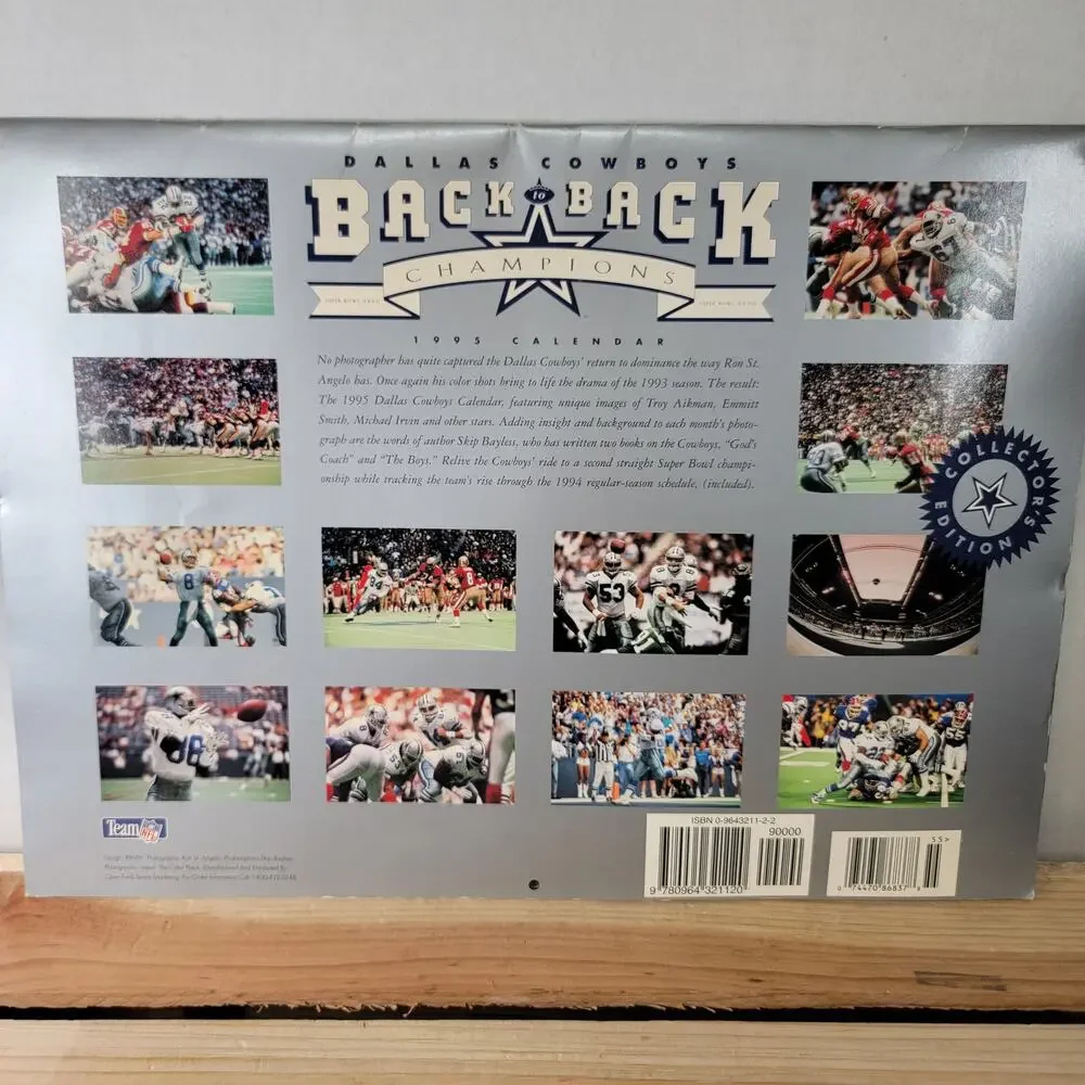 VINTAGE 1995 Dallas Cowboys Back To Back Champions Calendar